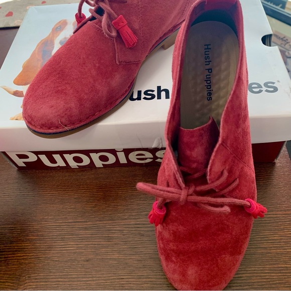 Hush Puppies Red Suede Ankle Boots Size 10 Wide - Style CYRA CATELYN - Picture 5 of 11